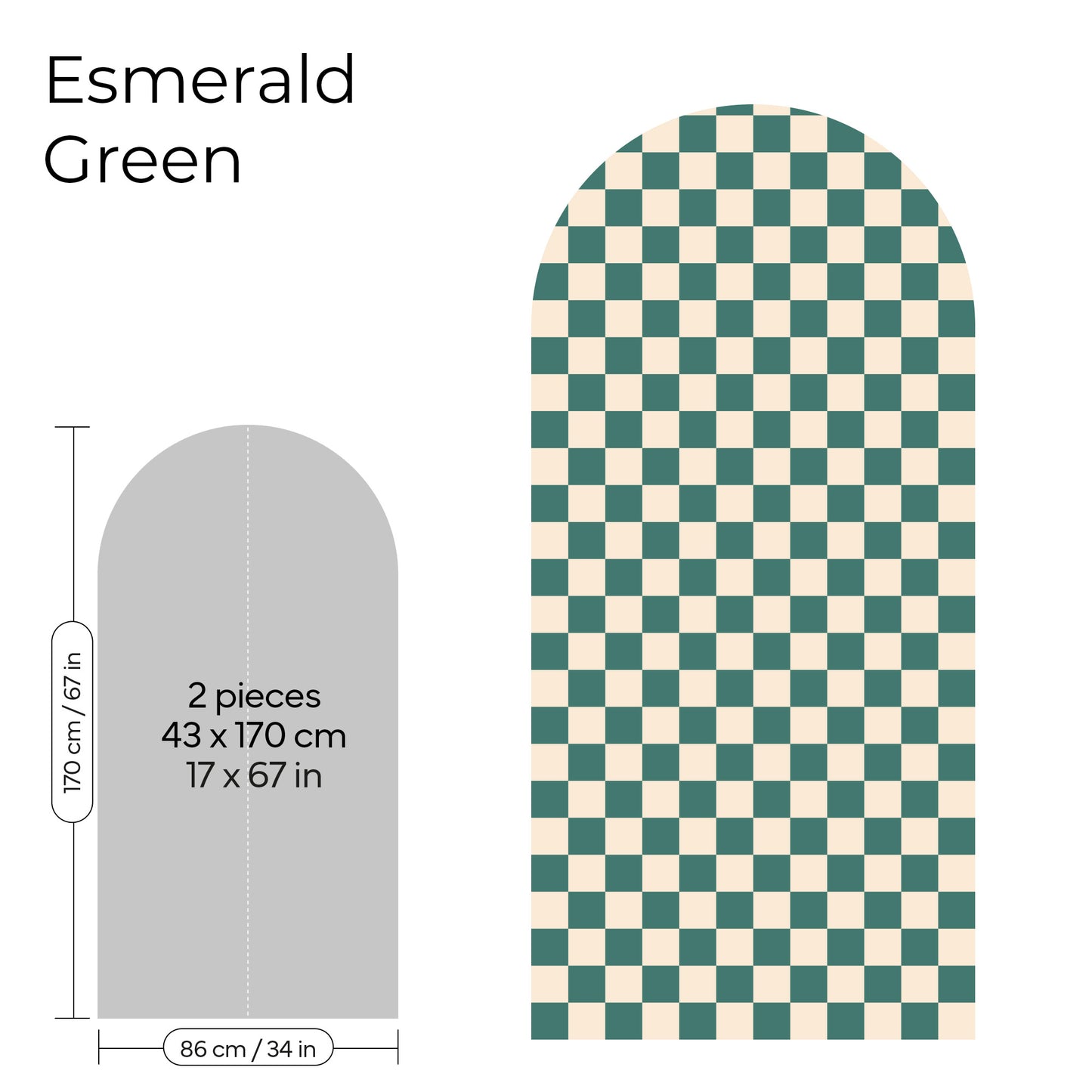 Pegatina Decorativa de Pared Arco con Patrón de Cuadros (Checkerboard) | 7 Colores y 4 Tamaños