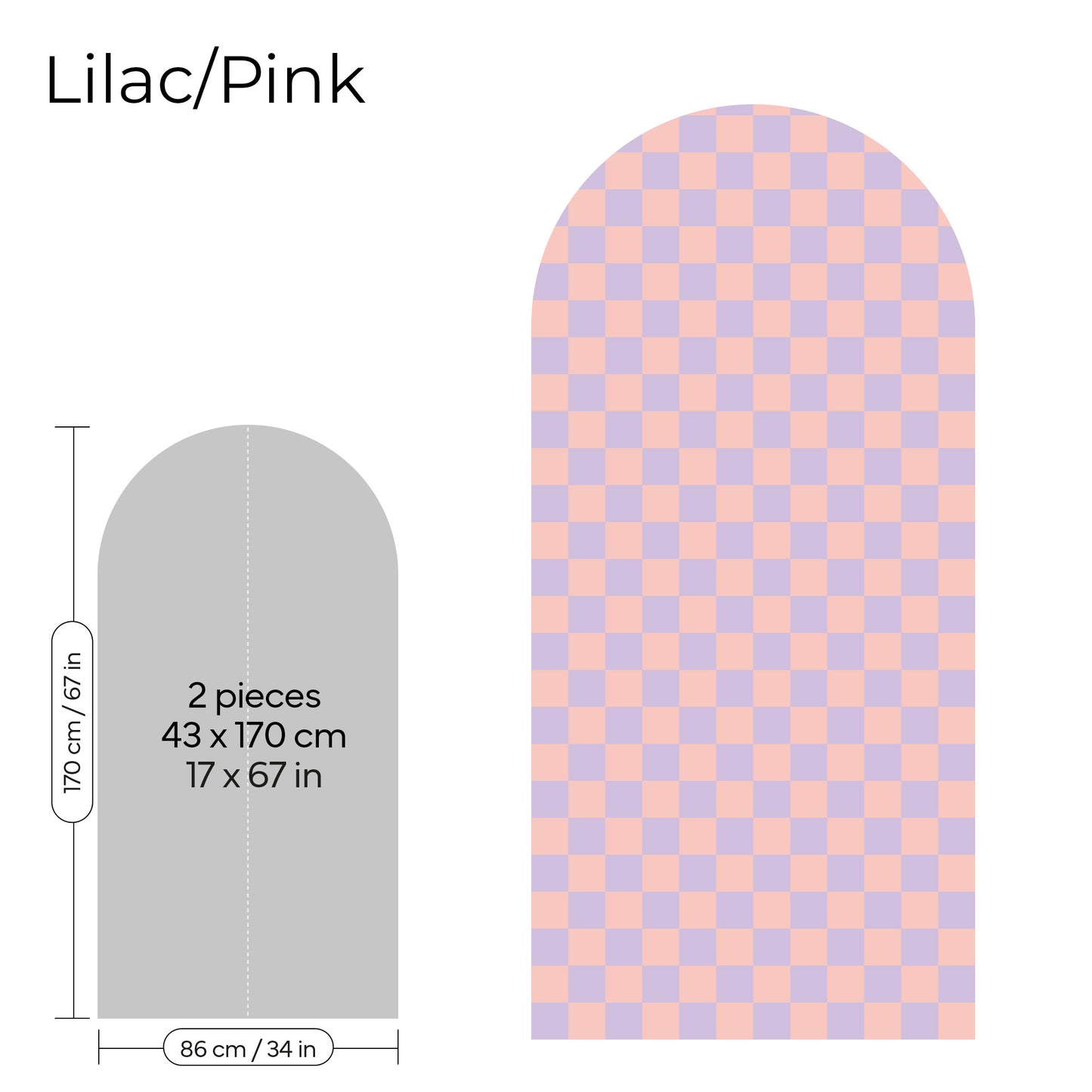 Pegatina Decorativa de Pared Arco con Patrón de Cuadros (Checkerboard) | 7 Colores y 4 Tamaños