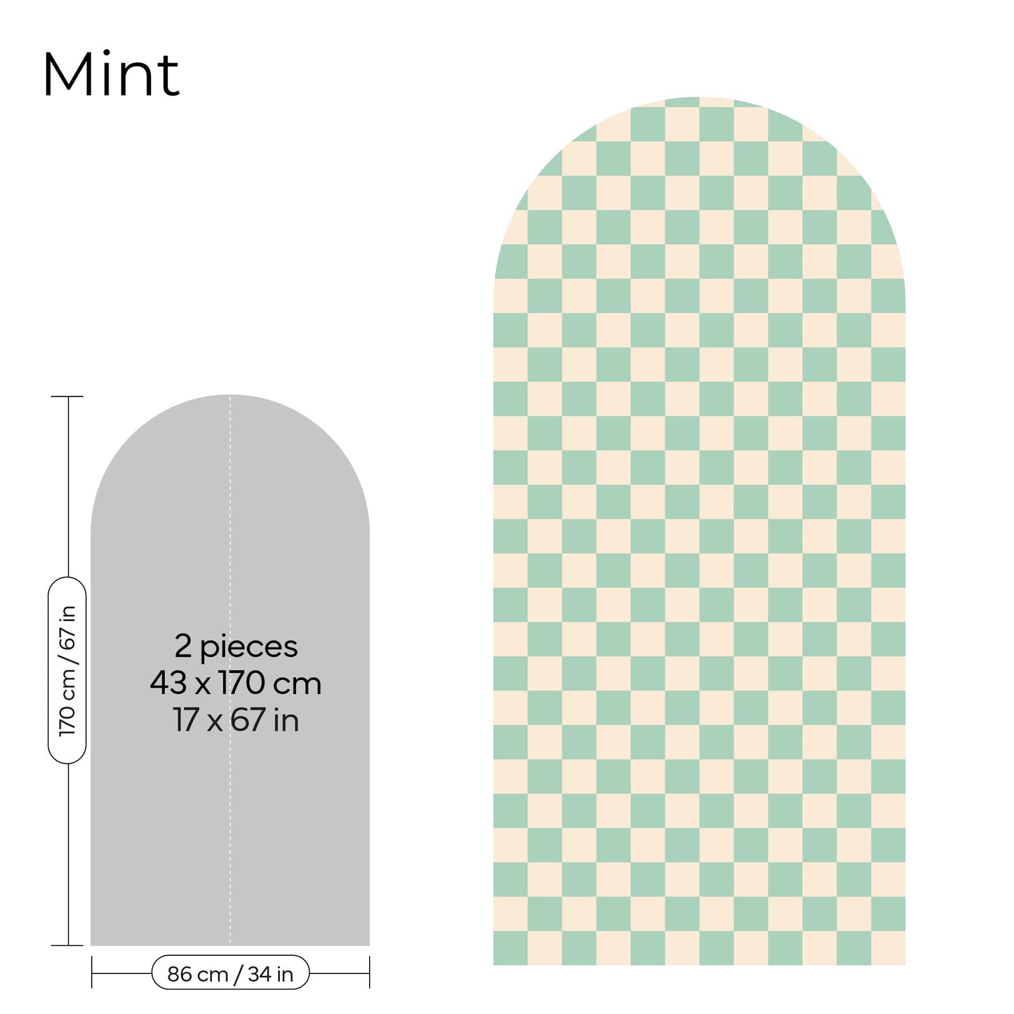 Pegatina Decorativa de Pared Arco con Patrón de Cuadros (Checkerboard) | 7 Colores y 4 Tamaños