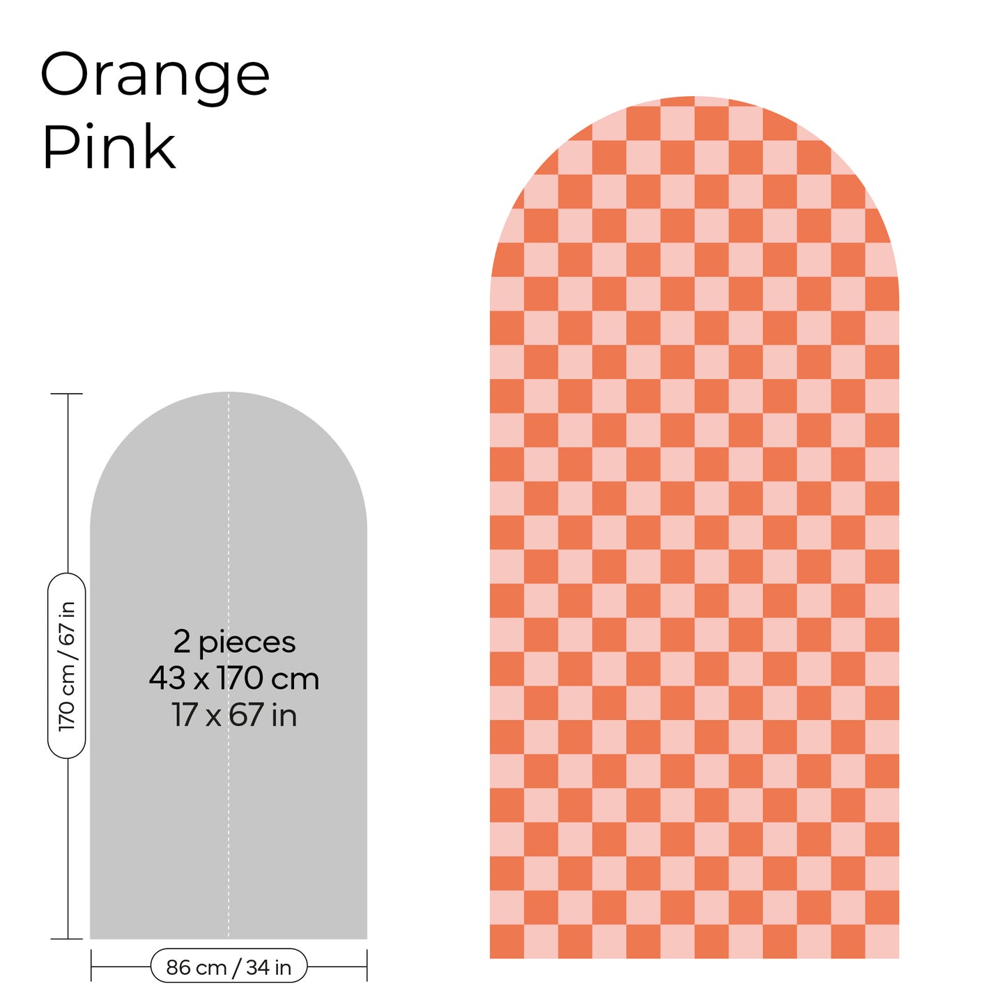 Pegatina Decorativa de Pared Arco con Patrón de Cuadros (Checkerboard) | 7 Colores y 4 Tamaños