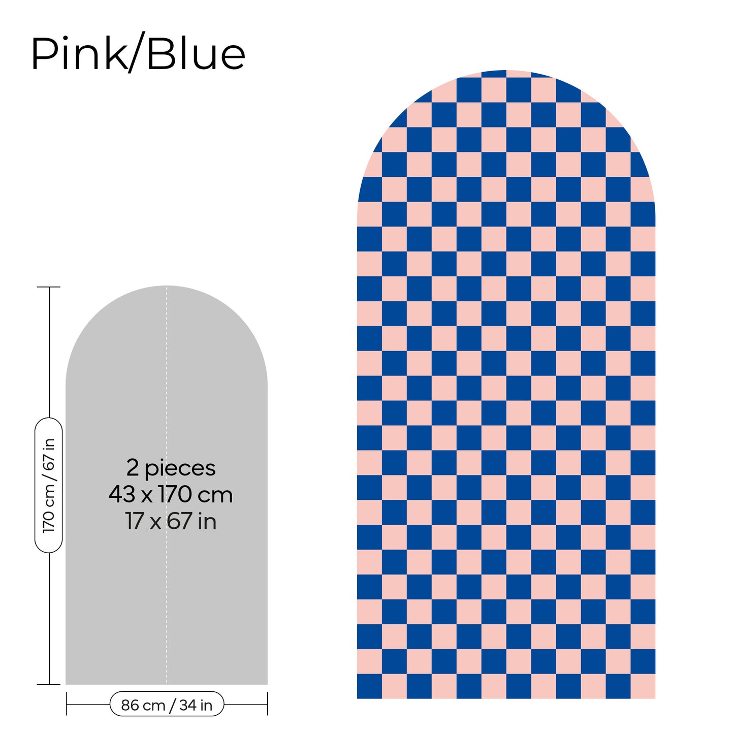 Pegatina Decorativa de Pared Arco con Patrón de Cuadros (Checkerboard) | 7 Colores y 4 Tamaños