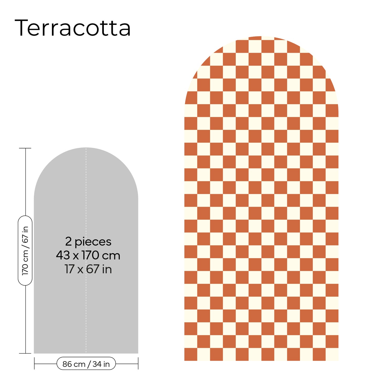 Pegatina Decorativa de Pared Arco con Patrón de Cuadros (Checkerboard) | 7 Colores y 4 Tamaños