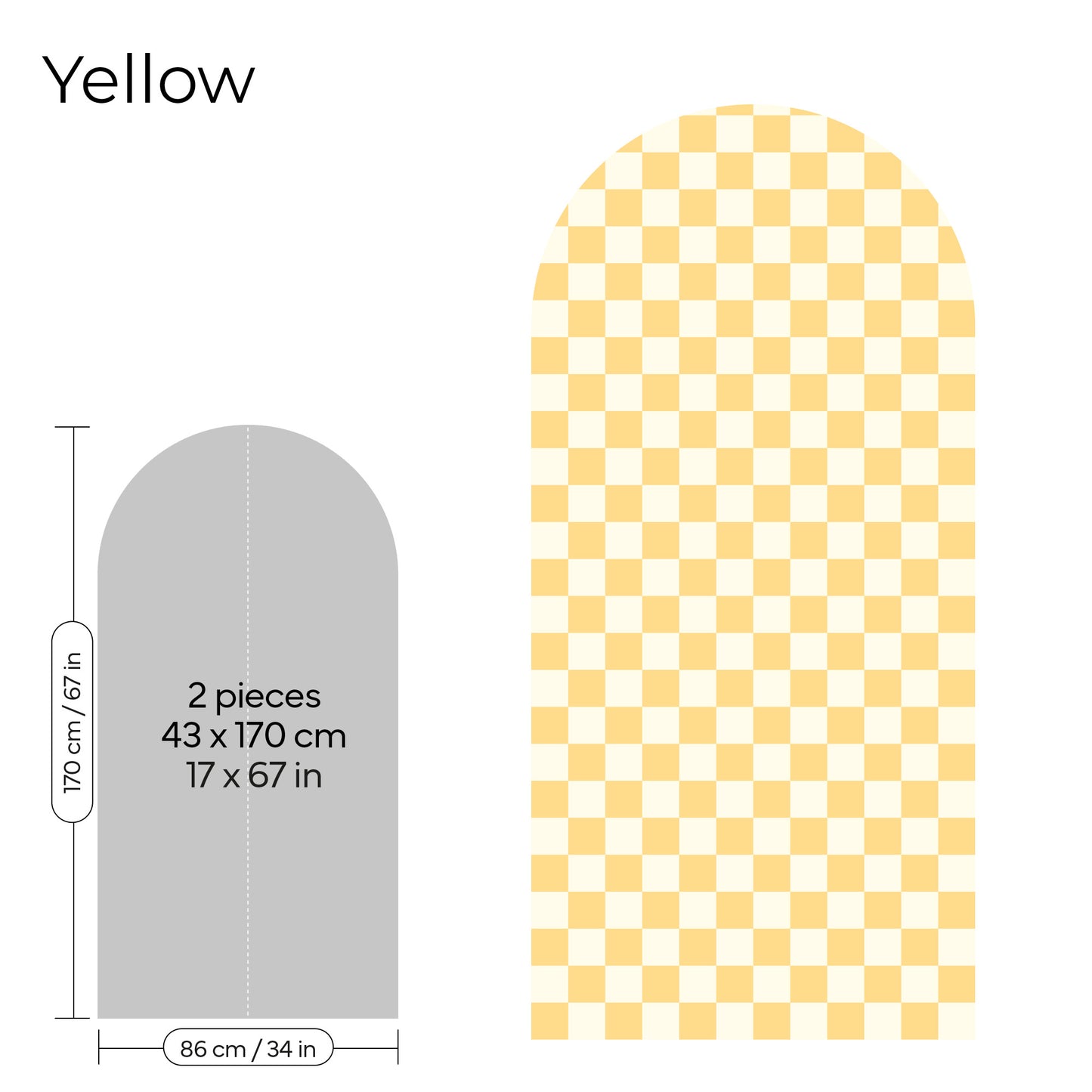 Pegatina Decorativa de Pared Arco con Patrón de Cuadros (Checkerboard) | 7 Colores y 4 Tamaños