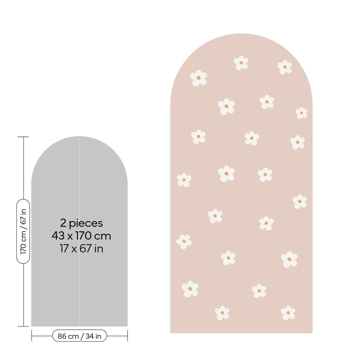 Pink Daisy Arch Wall Sticker | 4 Sizes