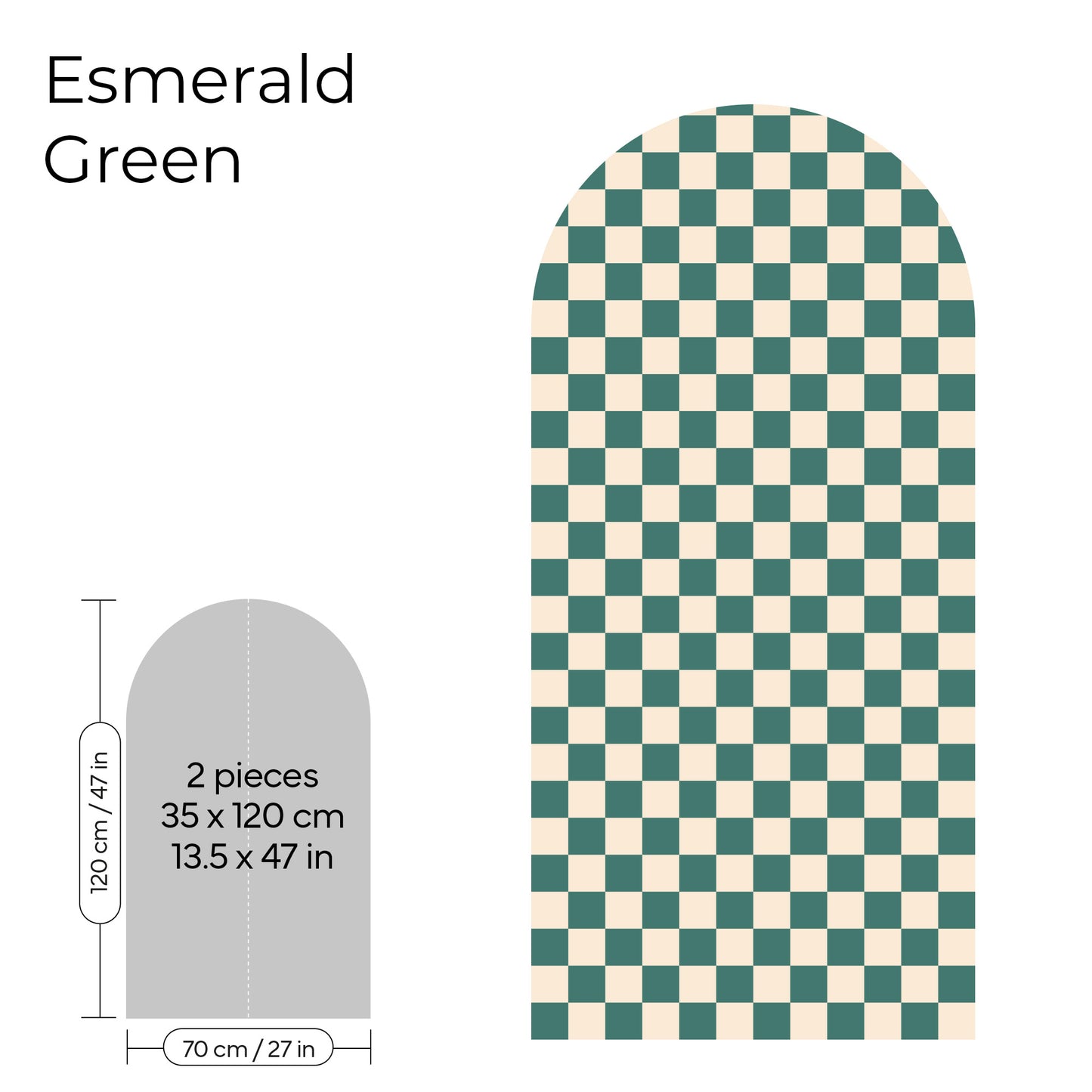 Pegatina Decorativa de Pared Arco con Patrón de Cuadros (Checkerboard) | 7 Colores y 4 Tamaños
