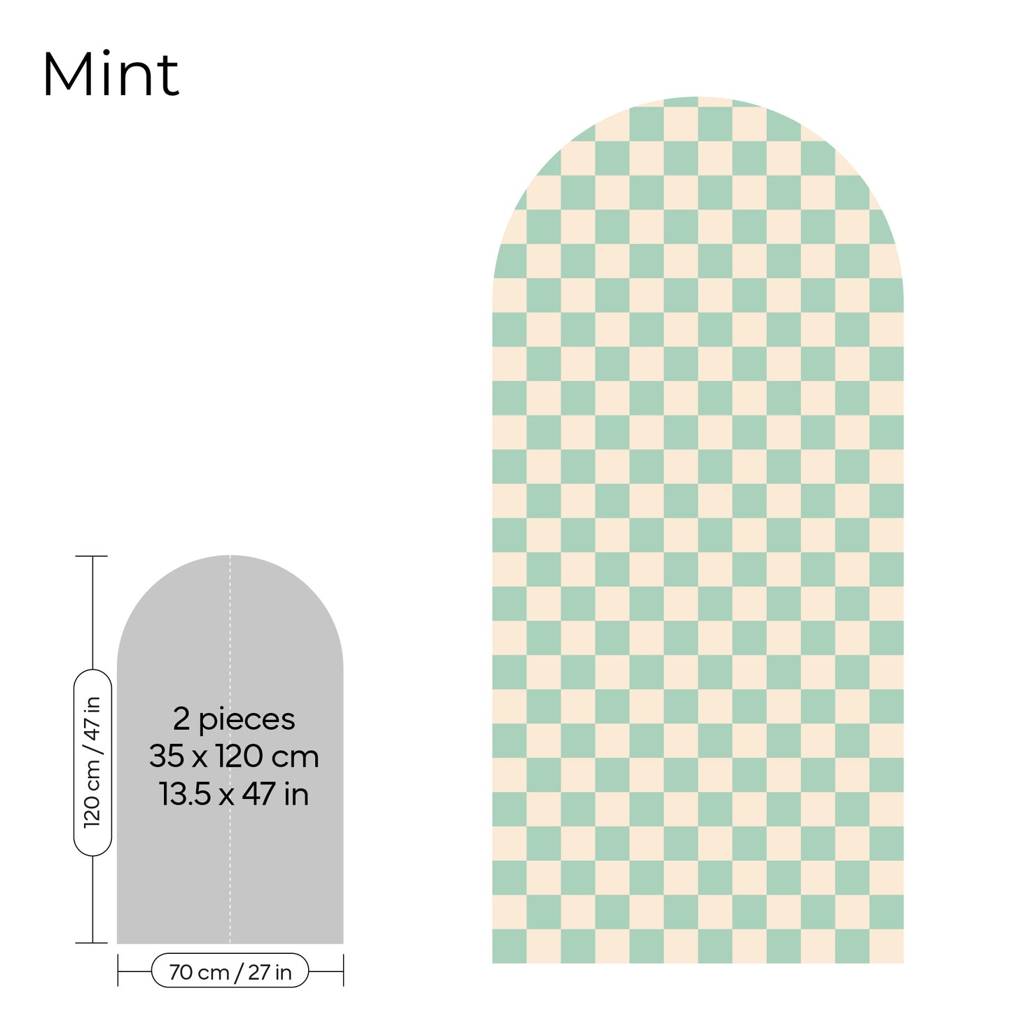 Pegatina Decorativa de Pared Arco con Patrón de Cuadros (Checkerboard) | 7 Colores y 4 Tamaños