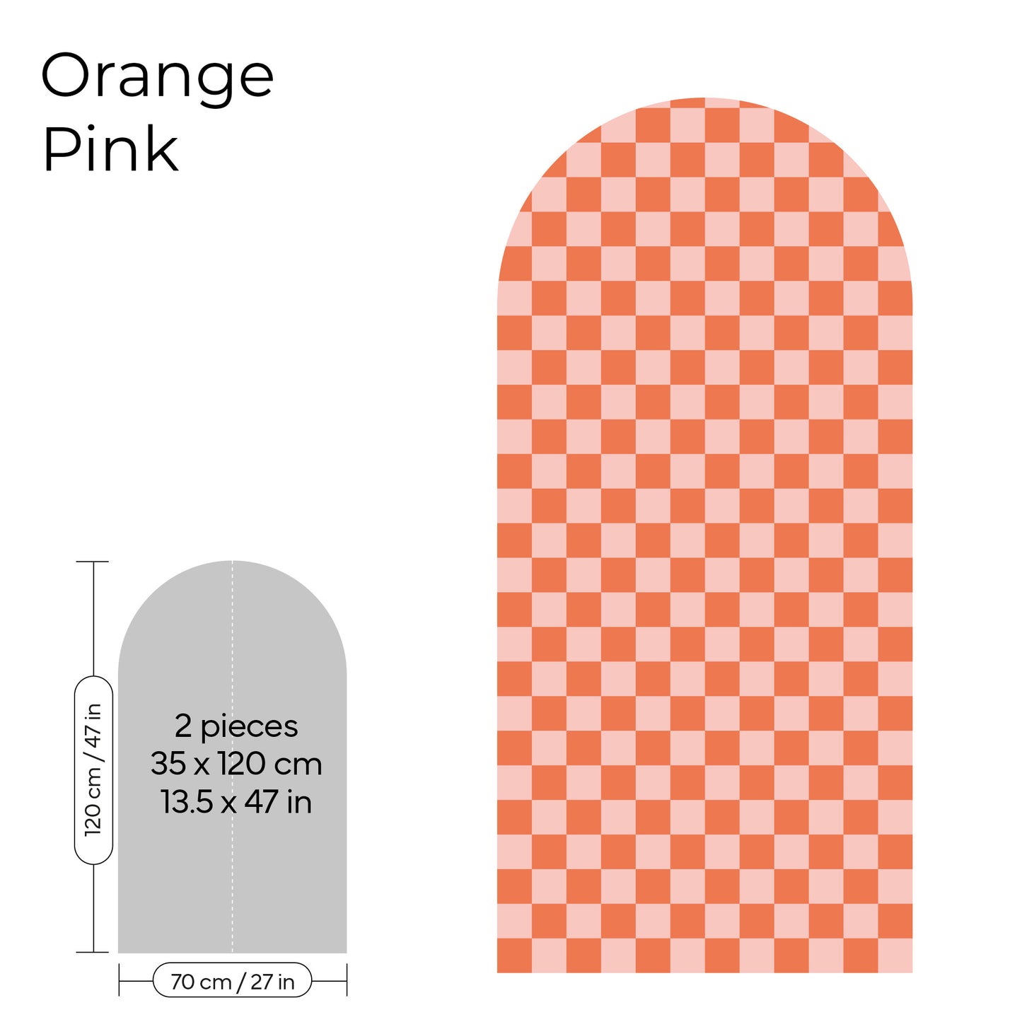 Pegatina Decorativa de Pared Arco con Patrón de Cuadros (Checkerboard) | 7 Colores y 4 Tamaños