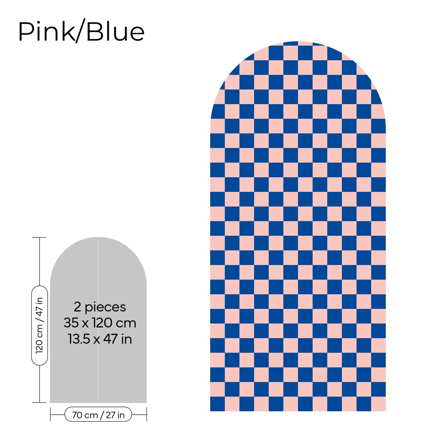 Pegatina Decorativa de Pared Arco con Patrón de Cuadros (Checkerboard) | 7 Colores y 4 Tamaños