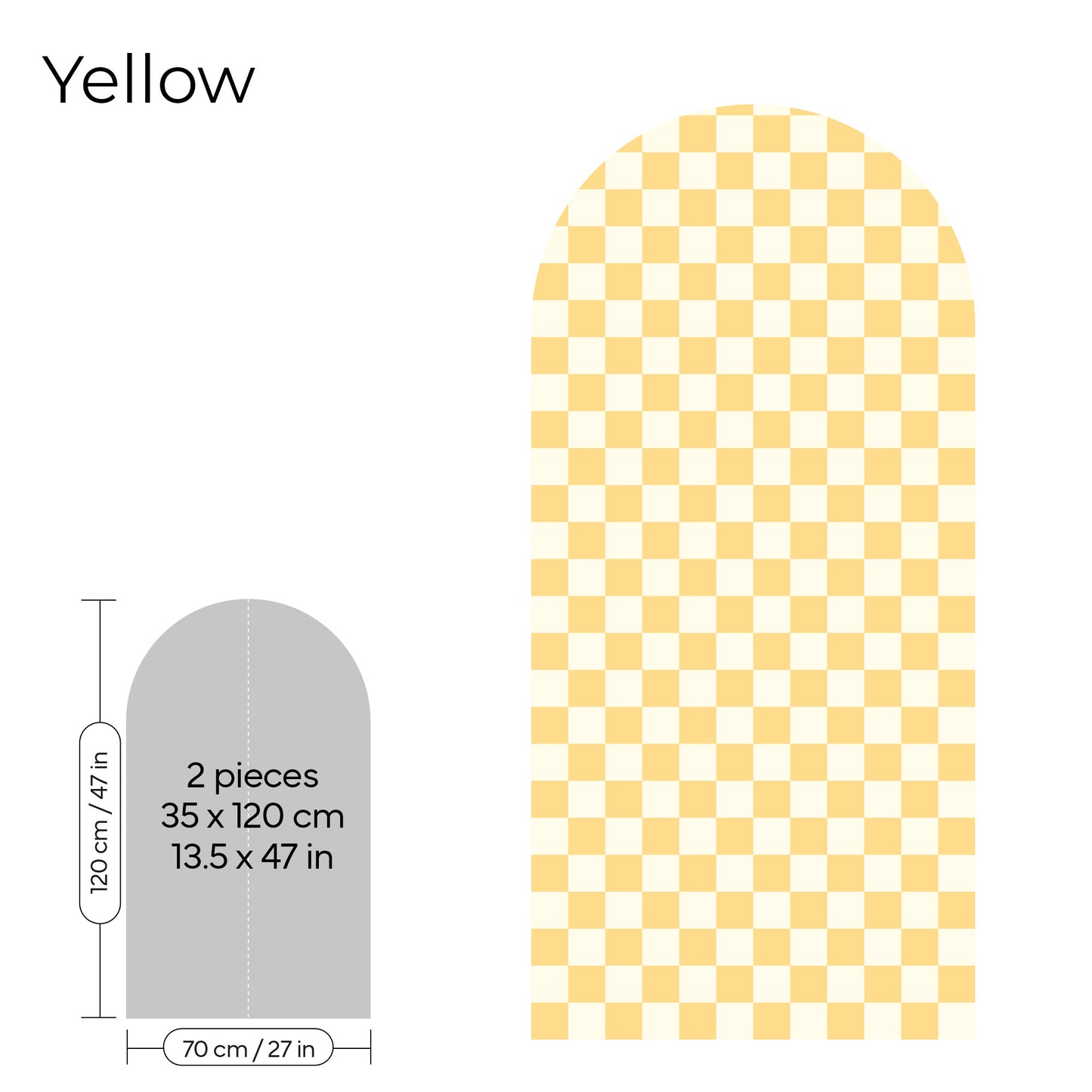 Pegatina Decorativa de Pared Arco con Patrón de Cuadros (Checkerboard) | 7 Colores y 4 Tamaños