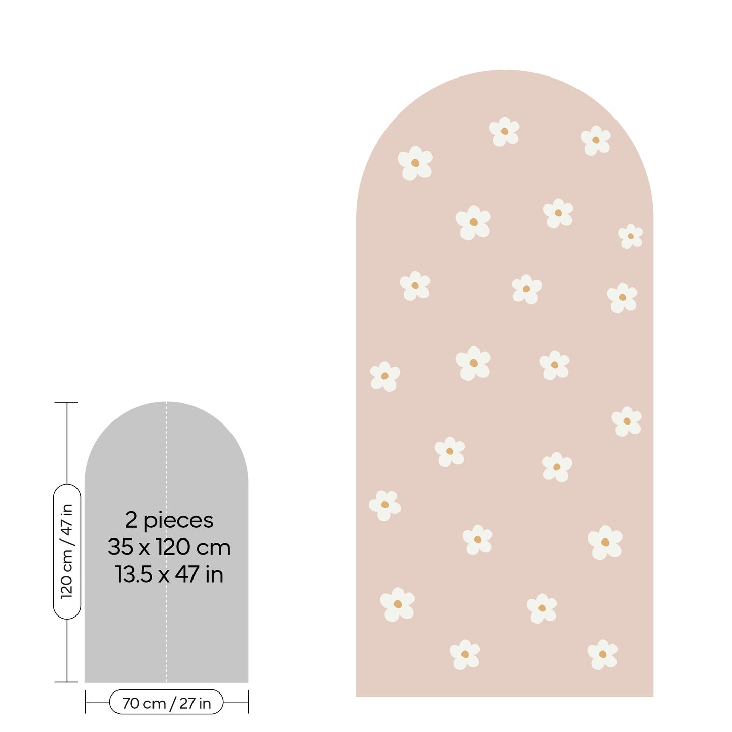 Pink Daisy Arch Wall Sticker | 4 Sizes