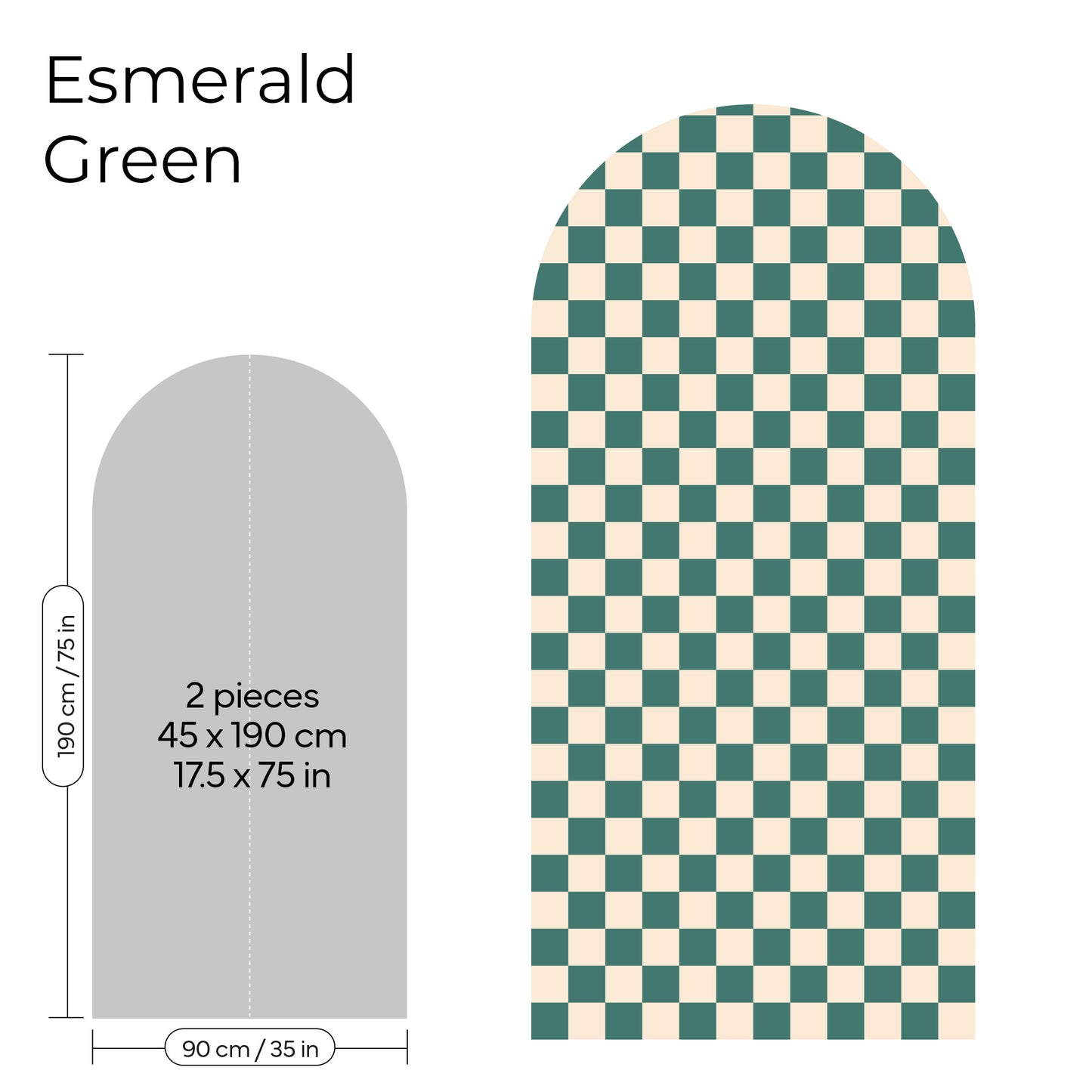 Pegatina Decorativa de Pared Arco con Patrón de Cuadros (Checkerboard) | 7 Colores y 4 Tamaños