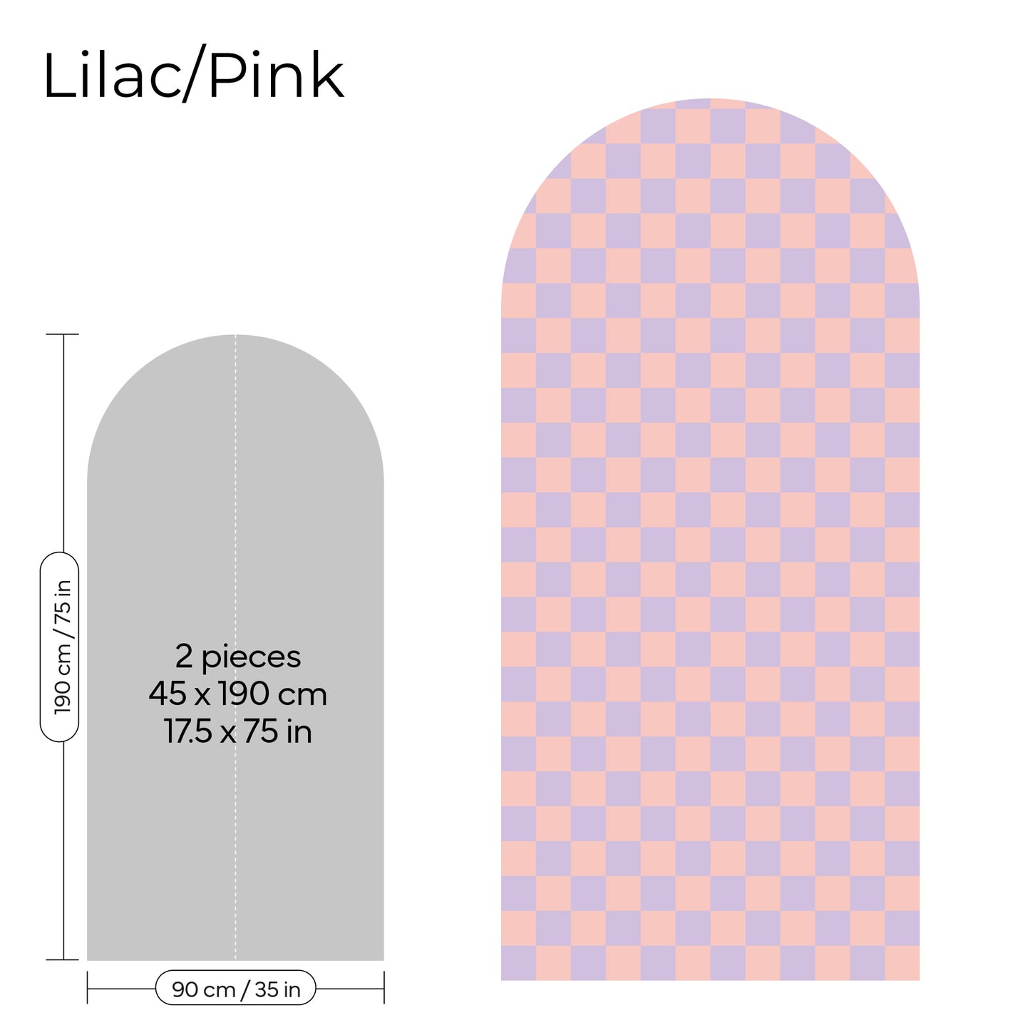 Pegatina Decorativa de Pared Arco con Patrón de Cuadros (Checkerboard) | 7 Colores y 4 Tamaños
