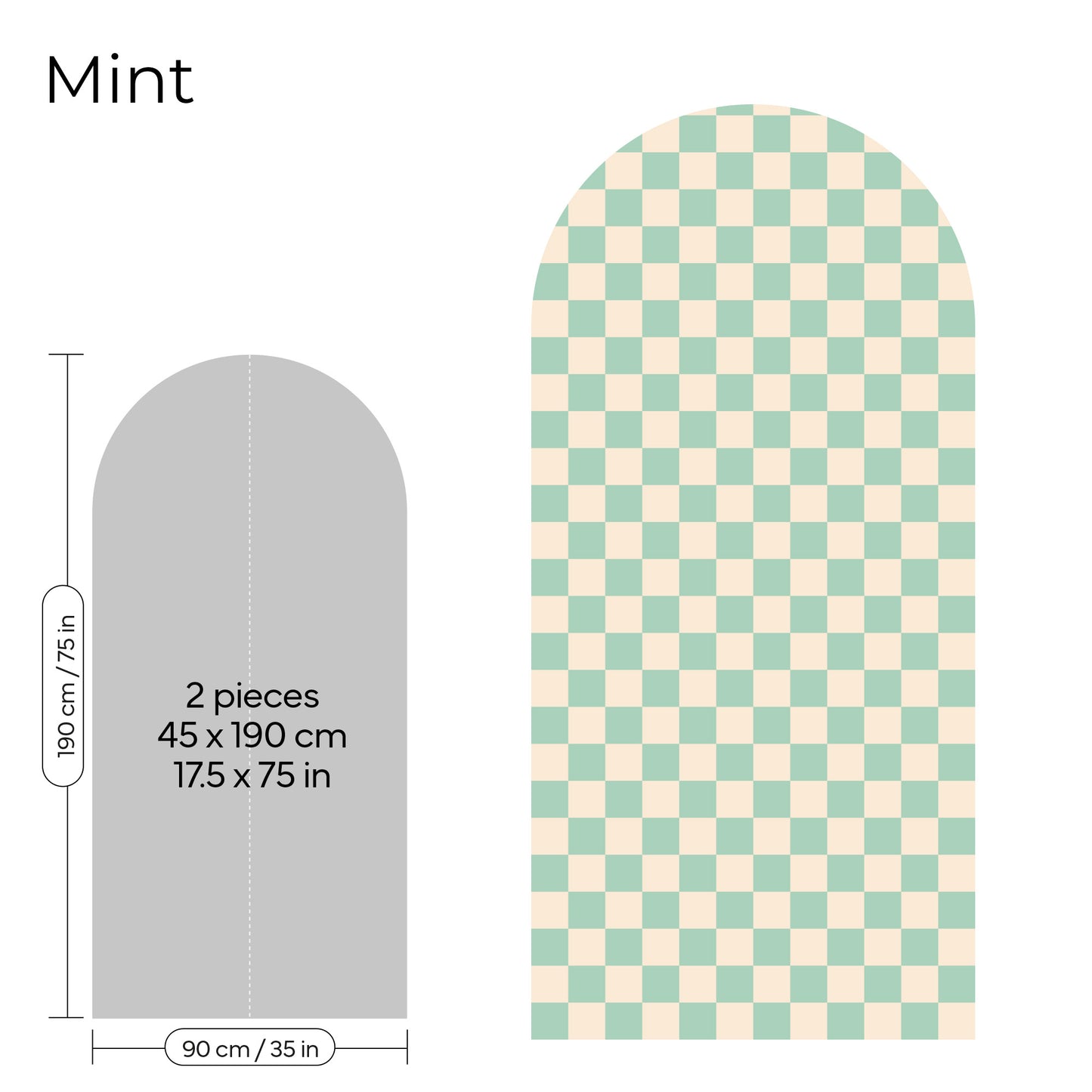 Pegatina Decorativa de Pared Arco con Patrón de Cuadros (Checkerboard) | 7 Colores y 4 Tamaños