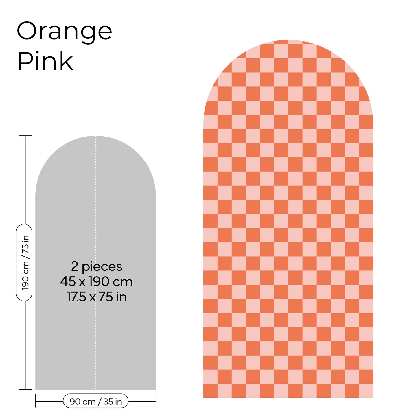 Pegatina Decorativa de Pared Arco con Patrón de Cuadros (Checkerboard) | 7 Colores y 4 Tamaños