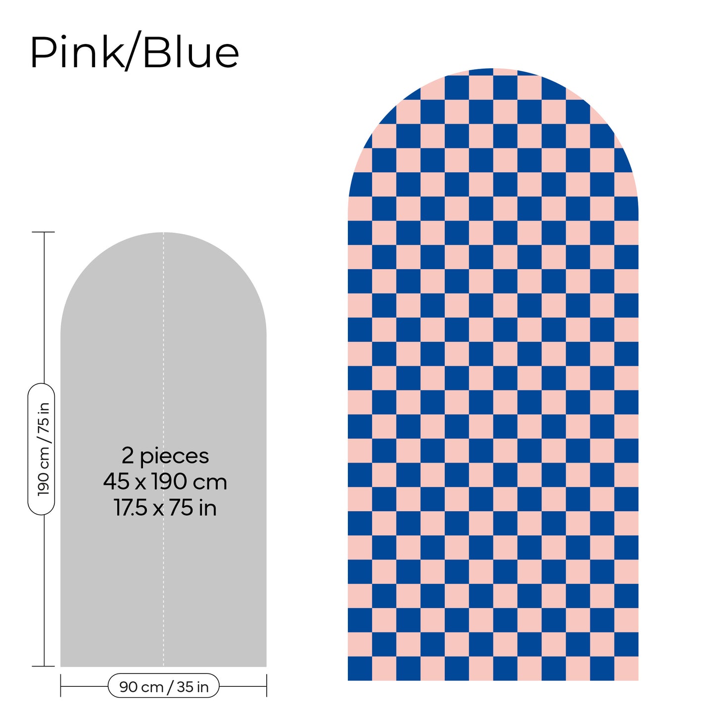 Pegatina Decorativa de Pared Arco con Patrón de Cuadros (Checkerboard) | 7 Colores y 4 Tamaños