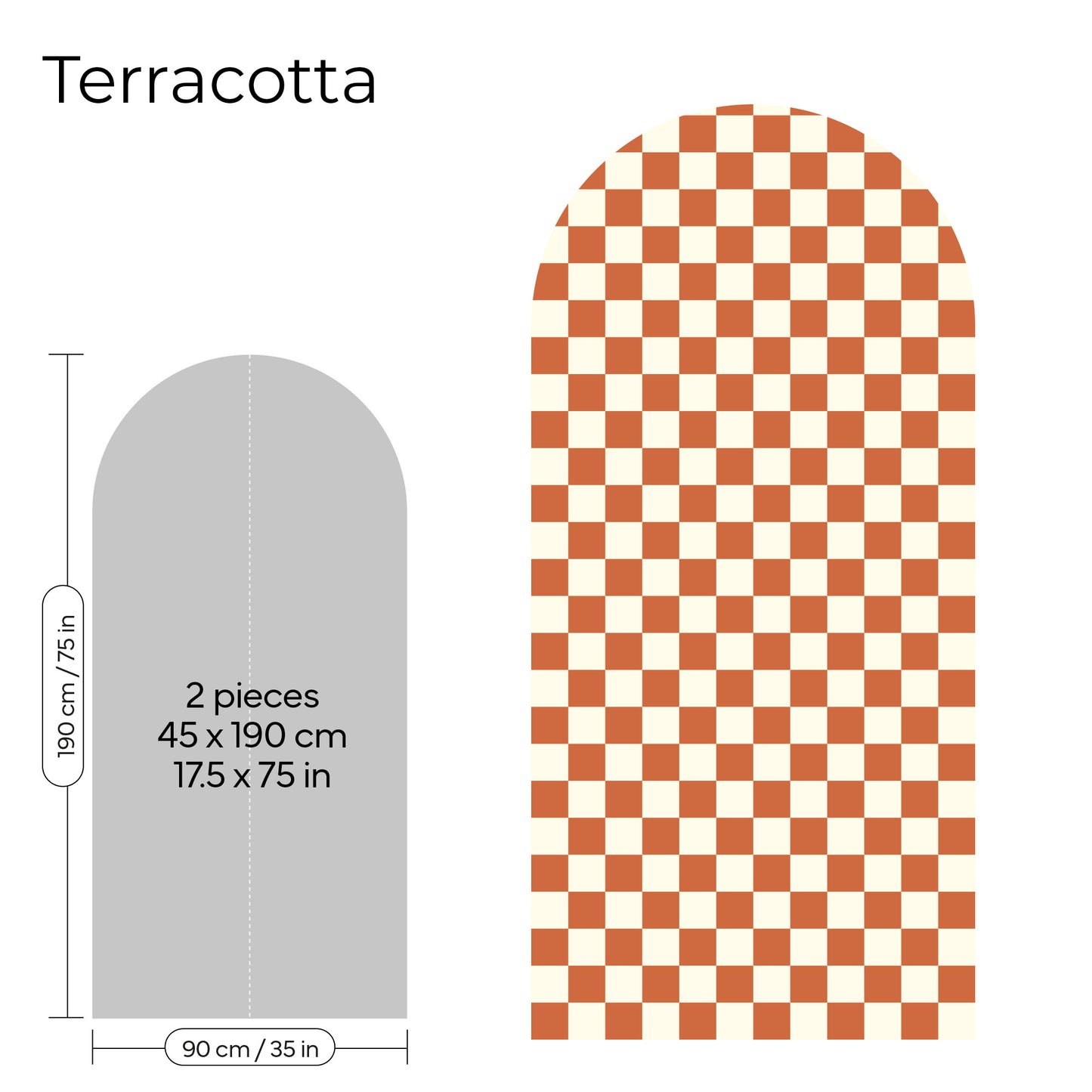 Pegatina Decorativa de Pared Arco con Patrón de Cuadros (Checkerboard) | 7 Colores y 4 Tamaños
