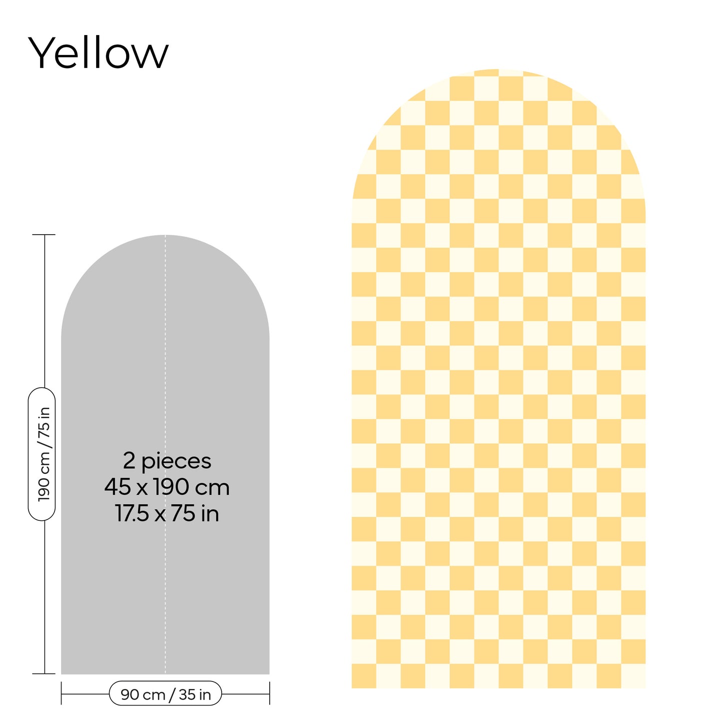 Pegatina Decorativa de Pared Arco con Patrón de Cuadros (Checkerboard) | 7 Colores y 4 Tamaños