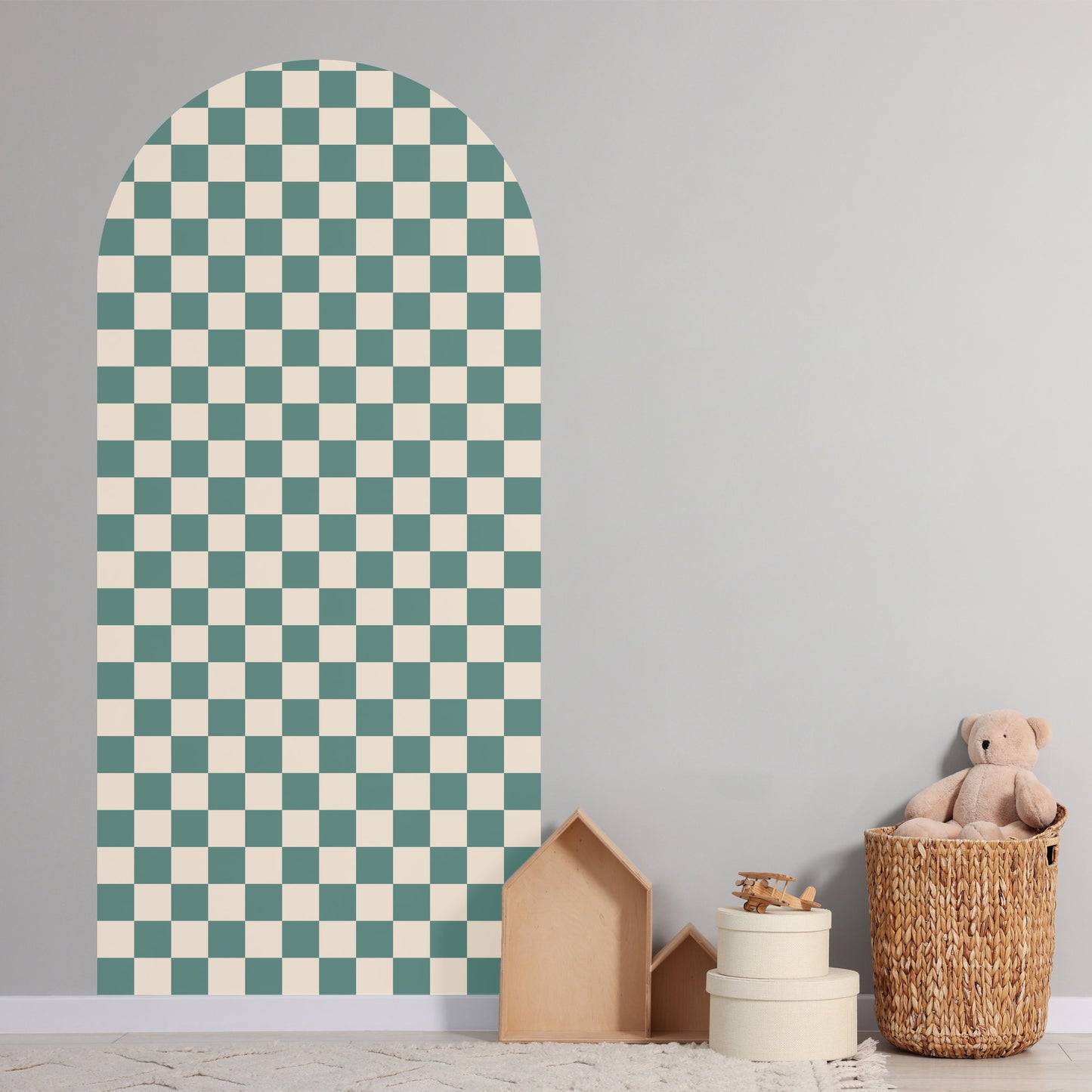 Pegatina Decorativa de Pared Arco con Patrón de Cuadros (Checkerboard) | 7 Colores y 4 Tamaños