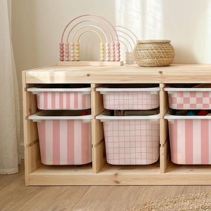 Vinilos Rosas para Cajas IKEA Trofast | Pegatinas Premium para Muebles Infantiles | 6 Diseños Combinables.