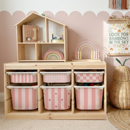 Vinilos Rosas para Cajas IKEA Trofast | Pegatinas Premium para Muebles Infantiles | 6 Diseños Combinables.