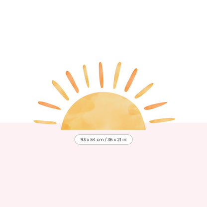 Large Sun Sticker | Boho Wall Decal | Radiant Sun Kids Bedroom Mural