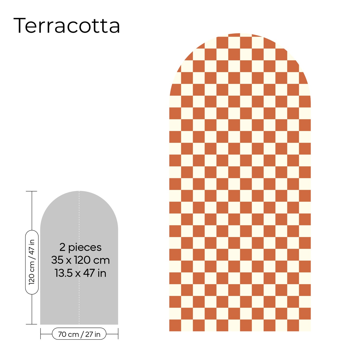 Pegatina Decorativa de Pared Arco con Patrón de Cuadros (Checkerboard) | 7 Colores y 4 Tamaños