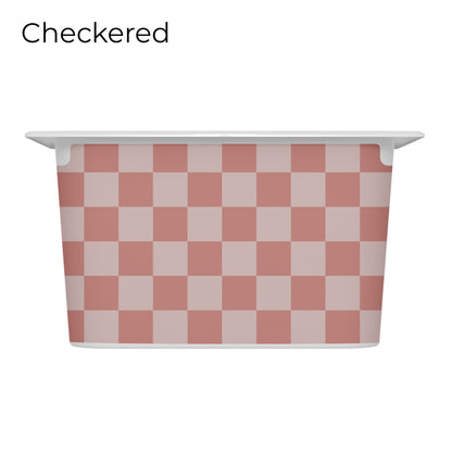 Pink_vinyl_decal_for_IKEA_Trofast_box_checkered_pattern_long_side_size_M
