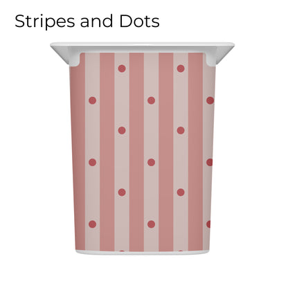 Pink_vinyl_decal_for_IKEA_Trofast_box_stripes_and_dots_pattern_short_side_size_L