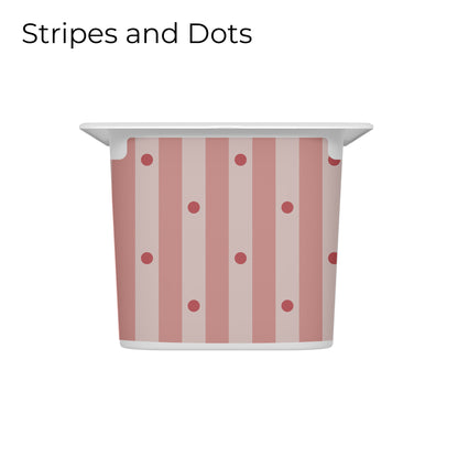 Pink_vinyl_decal_for_IKEA_Trofast_box_stripes_and_dots_pattern_short_side_size_M