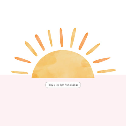 Large Sun Sticker | Boho Wall Decal | Radiant Sun Kids Bedroom Mural