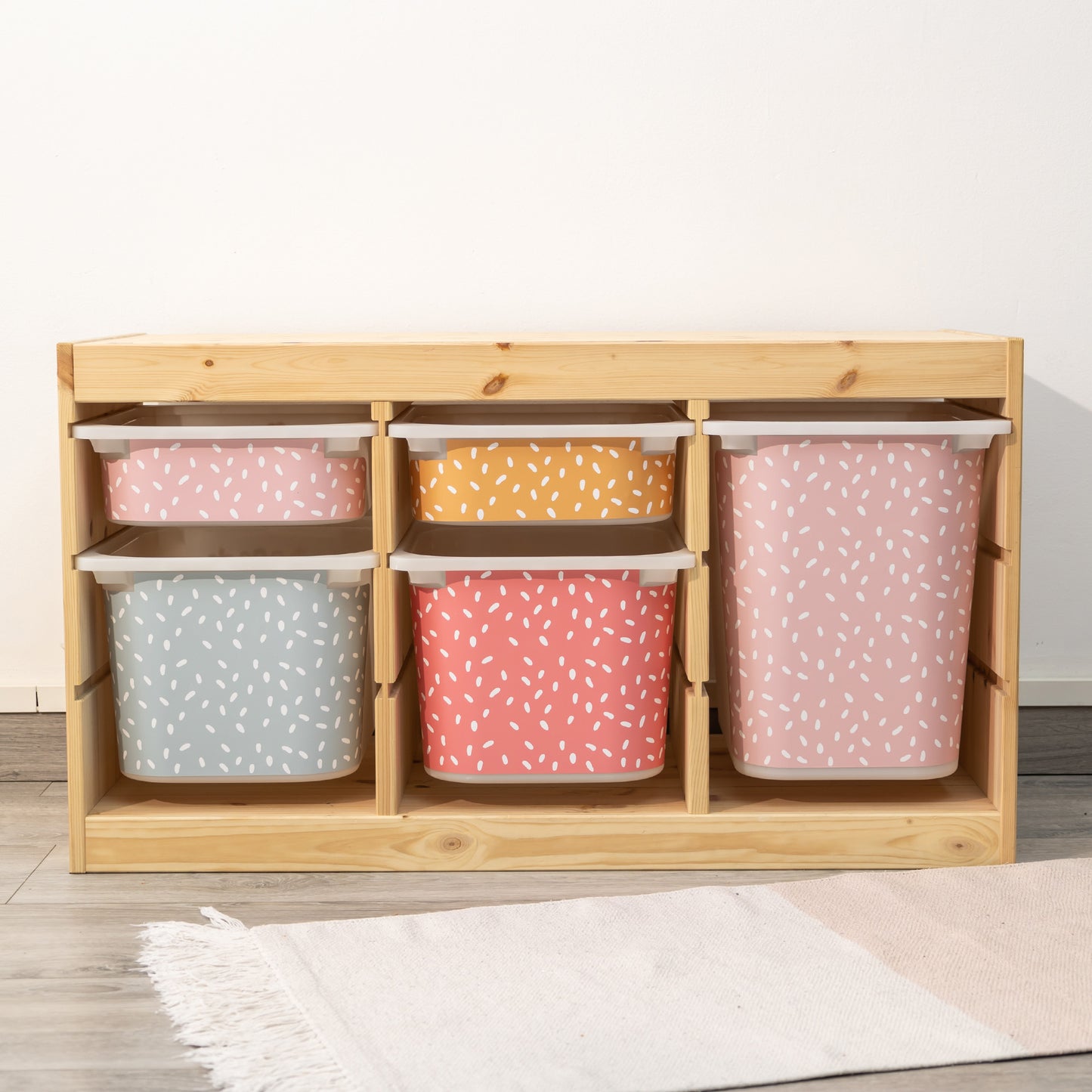 Pegatinas Frontales de Vinilo Adhesivo para Cajones IKEA TROFAST - Diseño Mini Irregular Dots