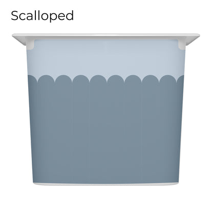 Trofast box blue drawer decal with scalloped edge design, long size, large