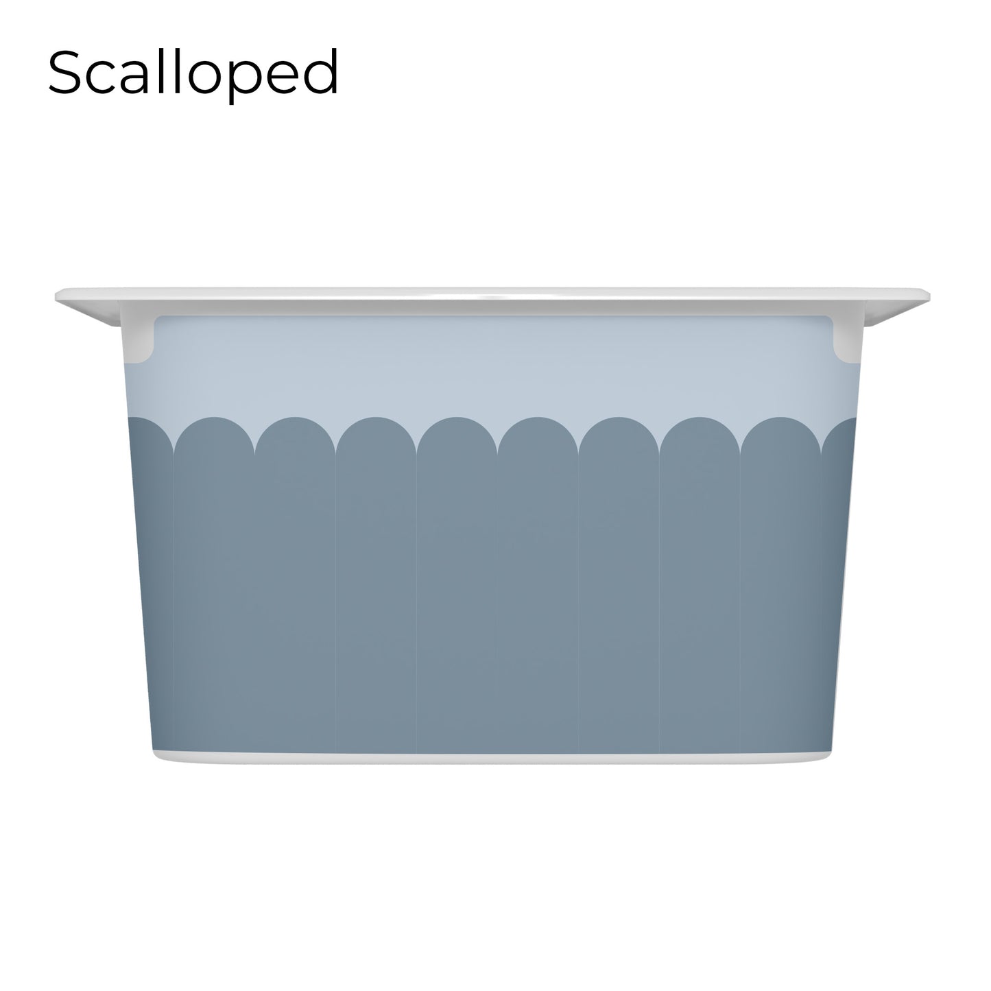 Trofast box blue drawer decal with scalloped edge design, short size, medium