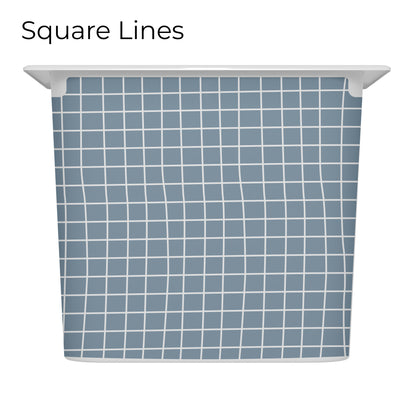 Trofast box blue drawer decal with square lines pattern, long size, large