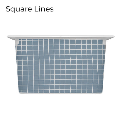 Trofast box blue drawer decal with square lines pattern, long size, medium