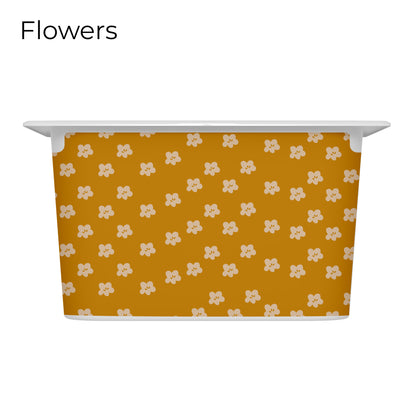 Revêtements en vinyle individuels pour tiroirs IKEA Trofast - Motifs moutarde et rose pâle