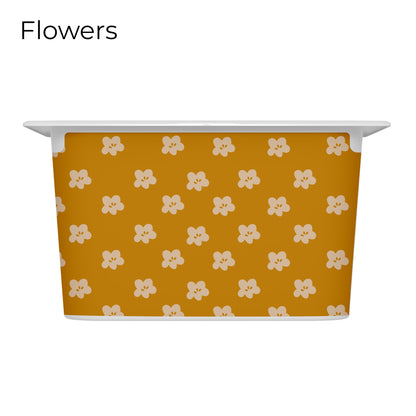 Revêtements en vinyle individuels pour tiroirs IKEA Trofast - Motifs moutarde et rose pâle