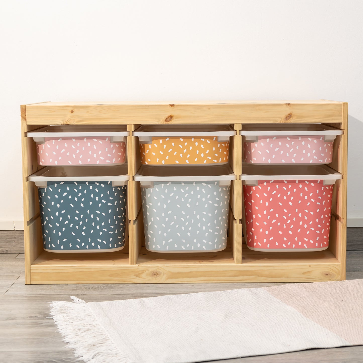 Pegatinas Frontales de Vinilo Adhesivo para Cajones IKEA TROFAST - Diseño Mini Irregular Dots